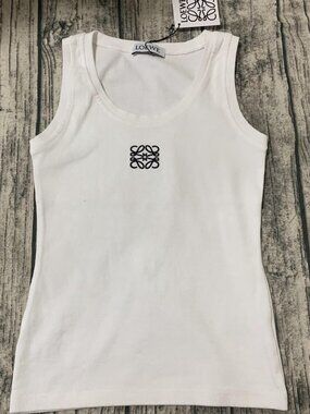 Loewe Long Ribbed White Tank Top